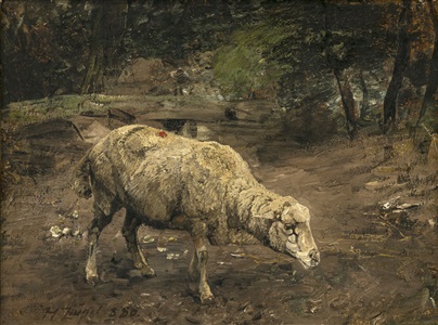 pasturing sheep in landscape by heinrich von zügel