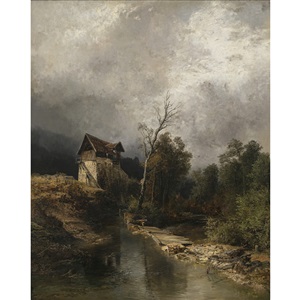 mill by the stream by josef wenglein